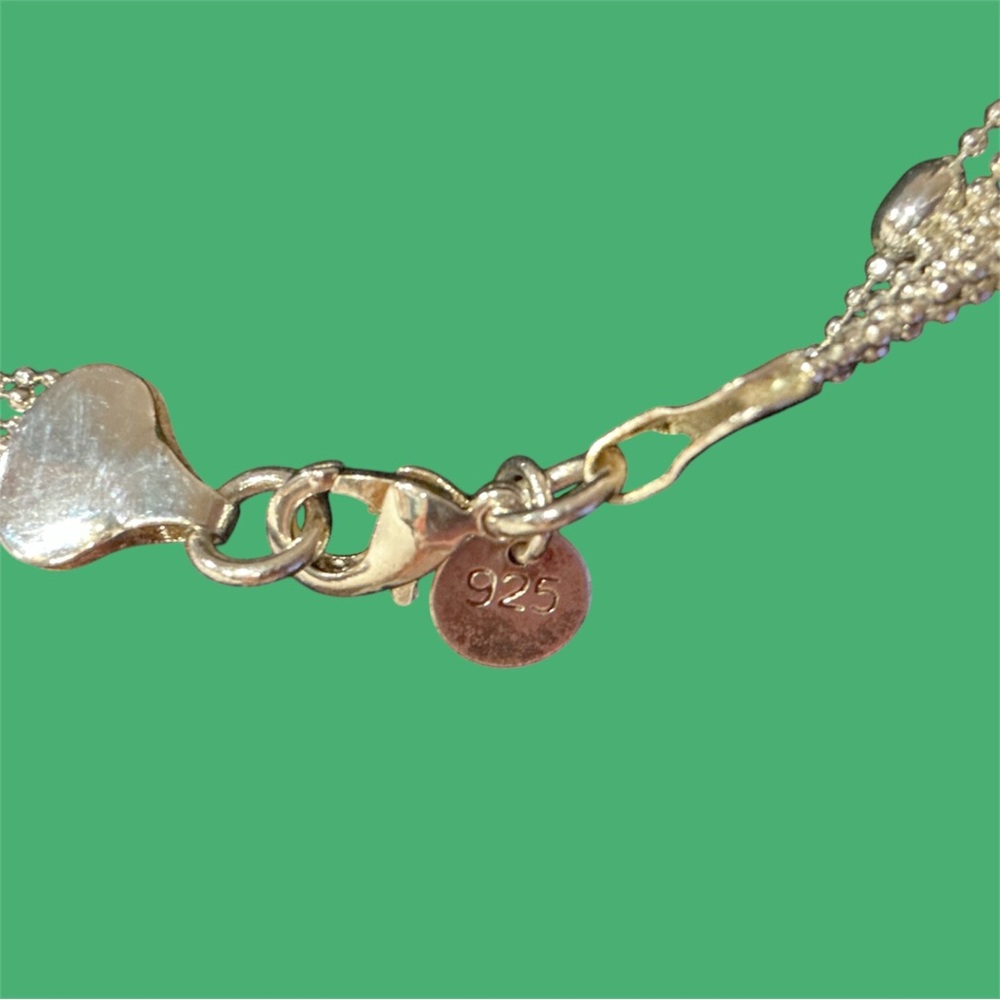 925 Sterling Silver Multi-Strand Beaded Necklace with Lobster Clasp. 17 inches. - Picture 2 of 2
